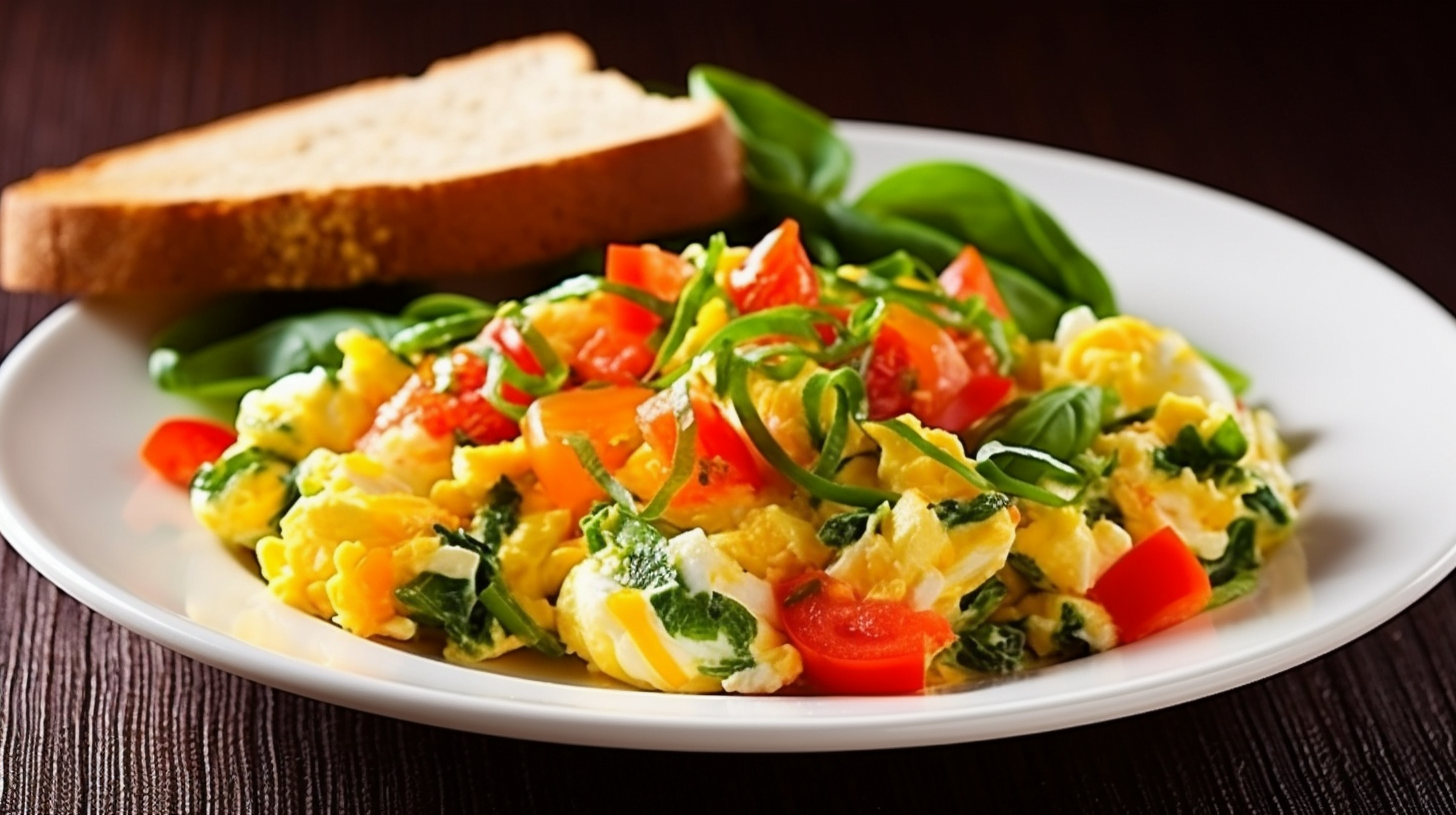 Huevos revueltos con verduras