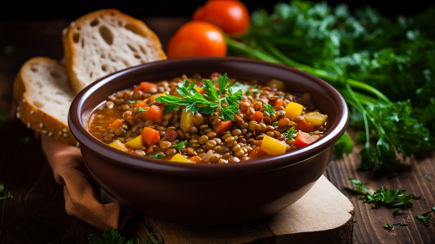 Sopa de verduras y lentejas