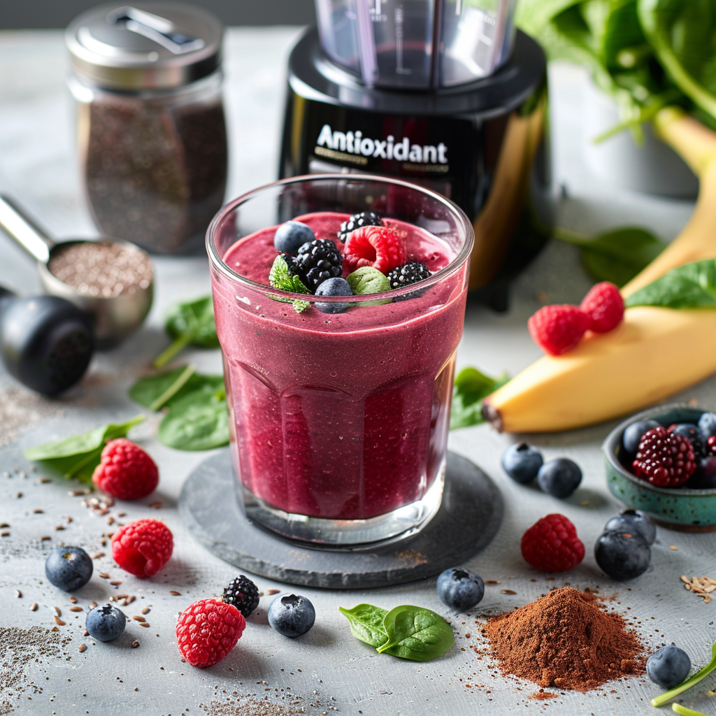 Smoothie Antioxidante de Bayas y Semillas de Lino